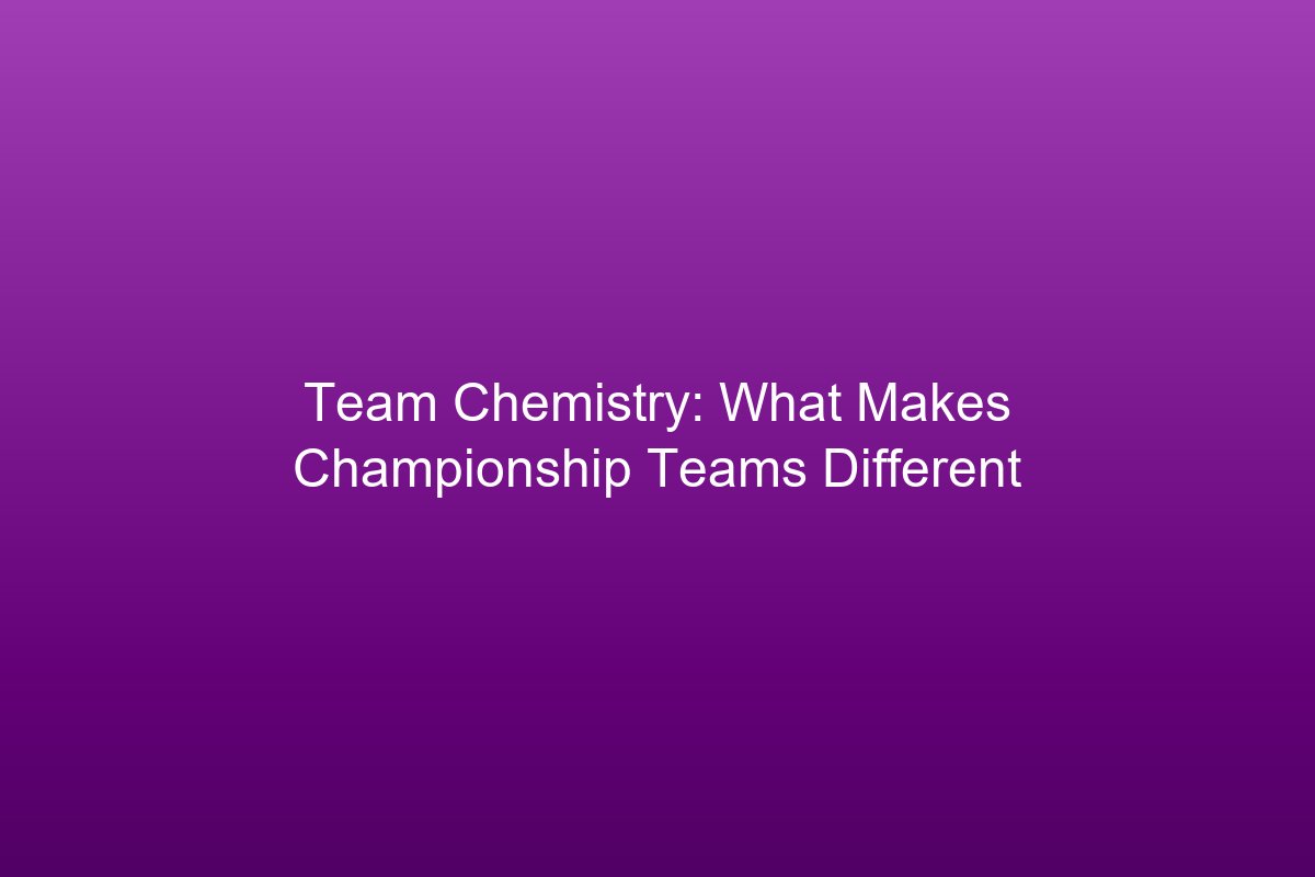 Team Chemistry: What Makes Championship Teams Different